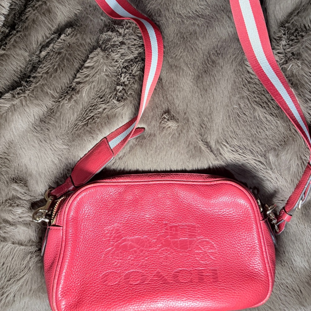 Authentic Red leather Coach Crossbody Bag